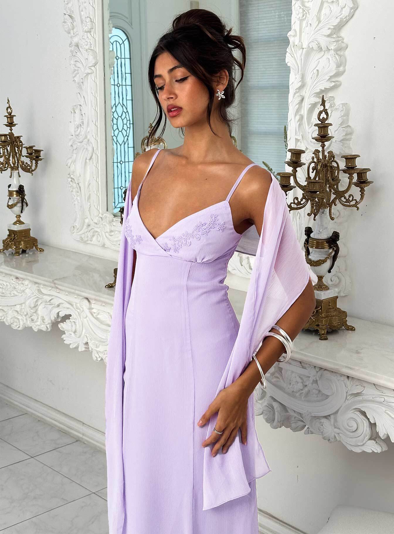 Violet Beaded Reverie Maxi Dress