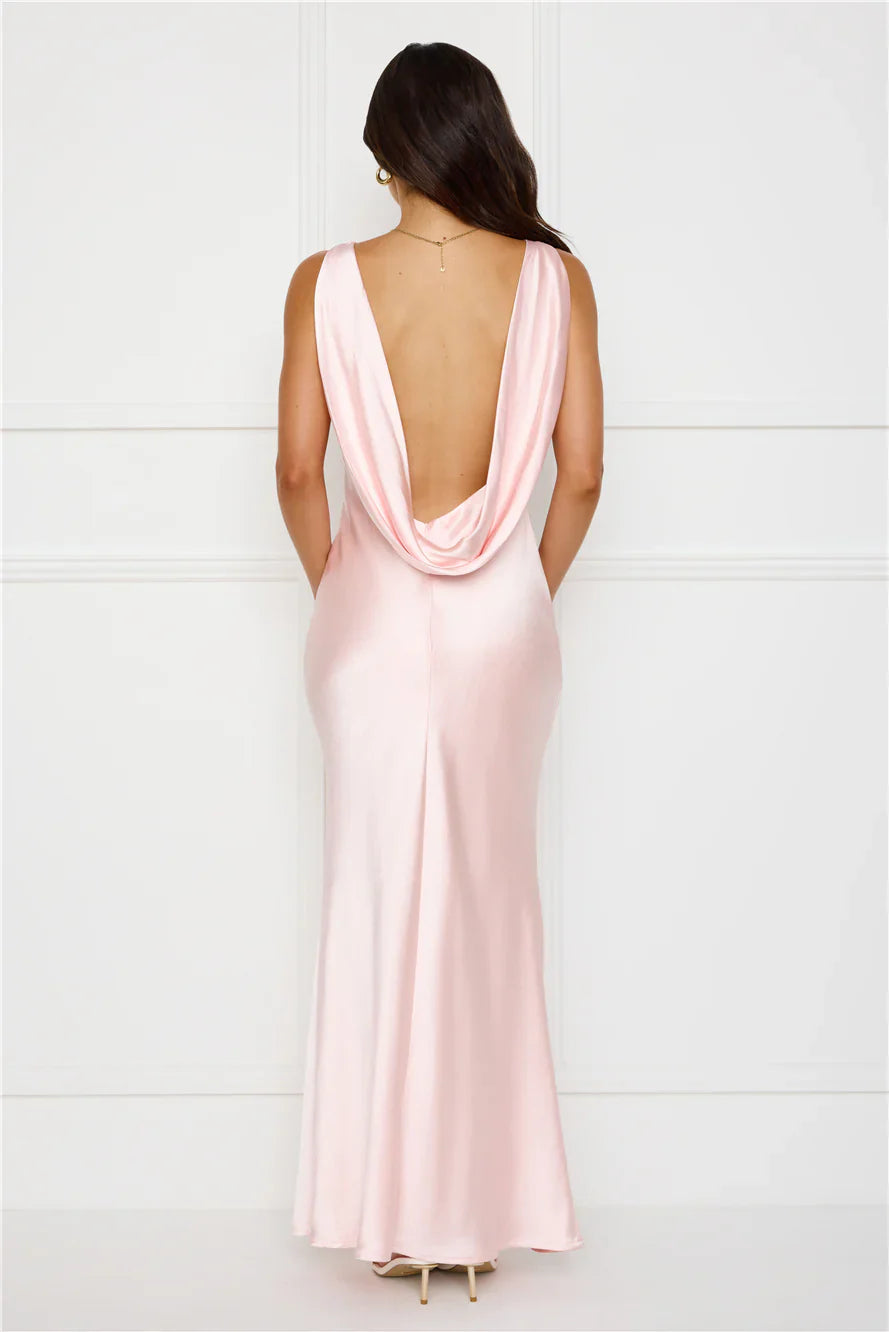 Blush Satin Siren Maxi Dress