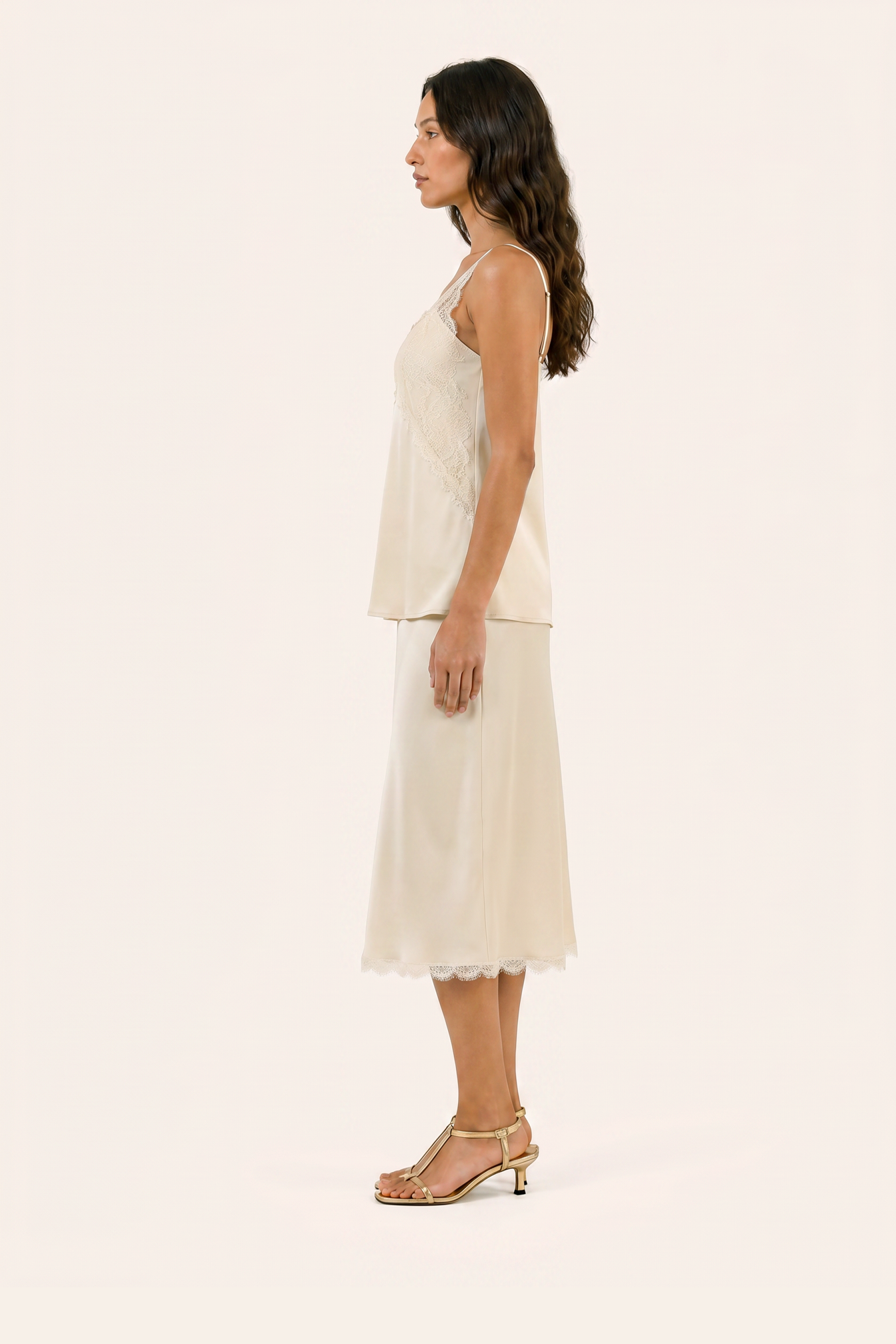 Moonlit Lace & Satin Two-Piece Slip Set - Enchanted Ivory