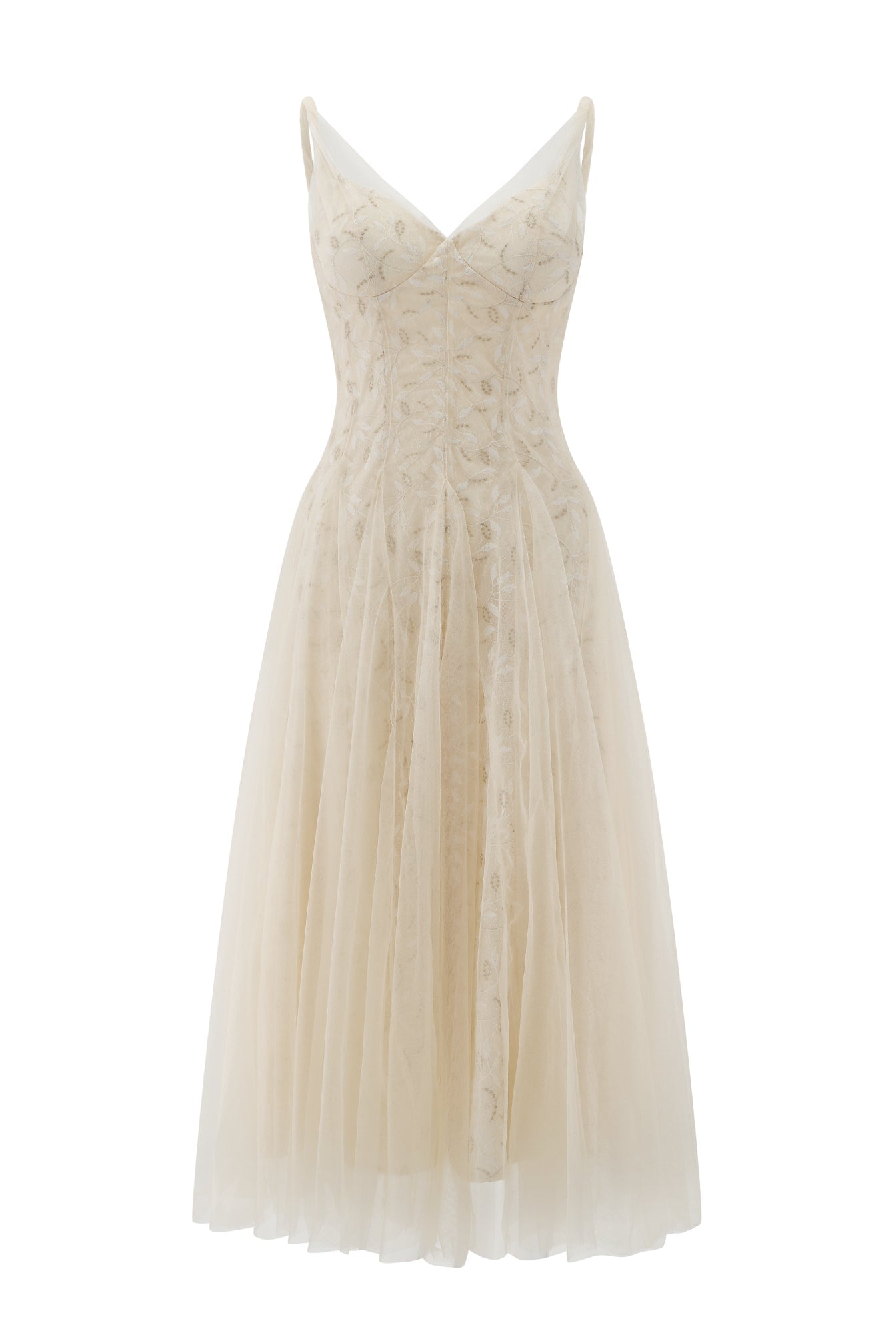 Atelier Leaf-Embroidered Corset Tulle Dress - Bridal Dream Series