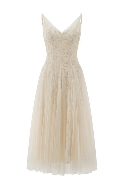Atelier Leaf-Embroidered Corset Tulle Dress - Bridal Dream Series