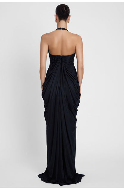 DH PRE-SPRING Series | "Aphrodite" Grecian Plunging Halter Maxi Gown