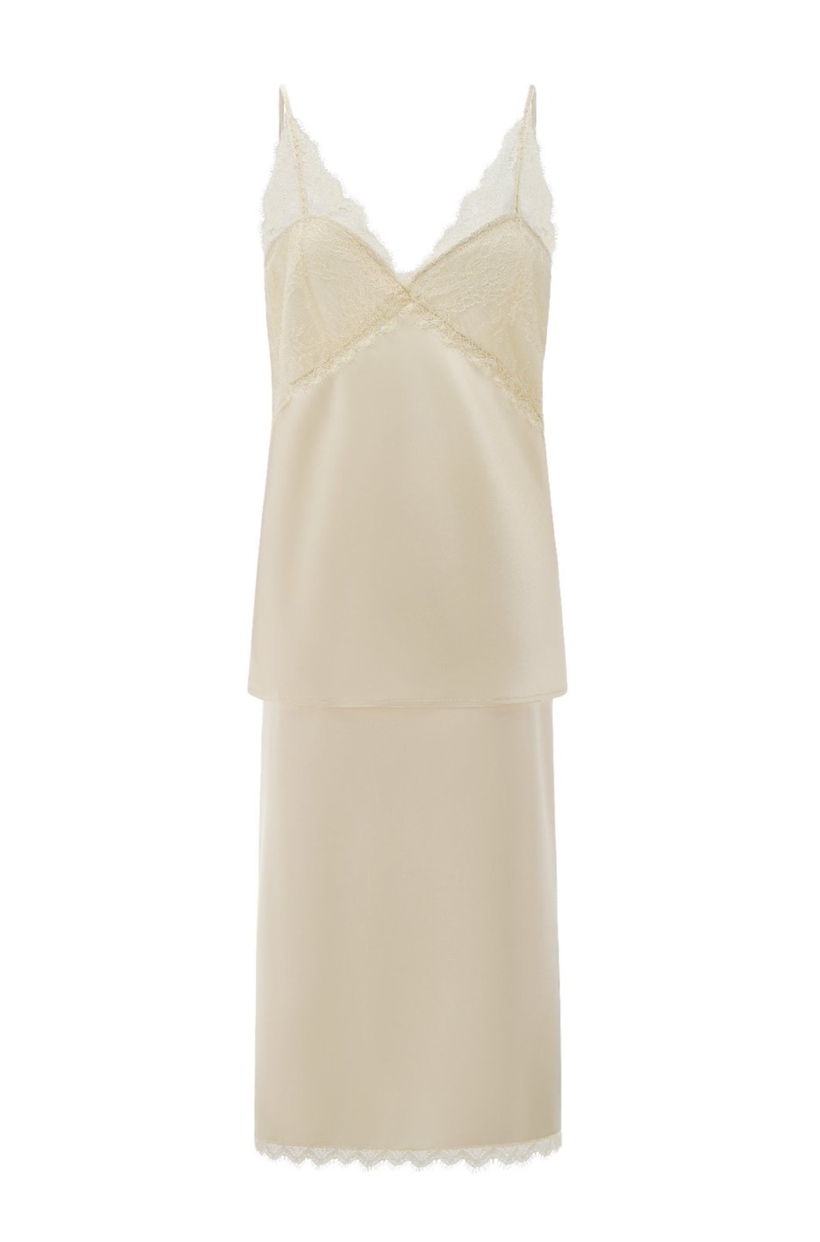Moonlit Lace & Satin Two-Piece Slip Set - Enchanted Ivory