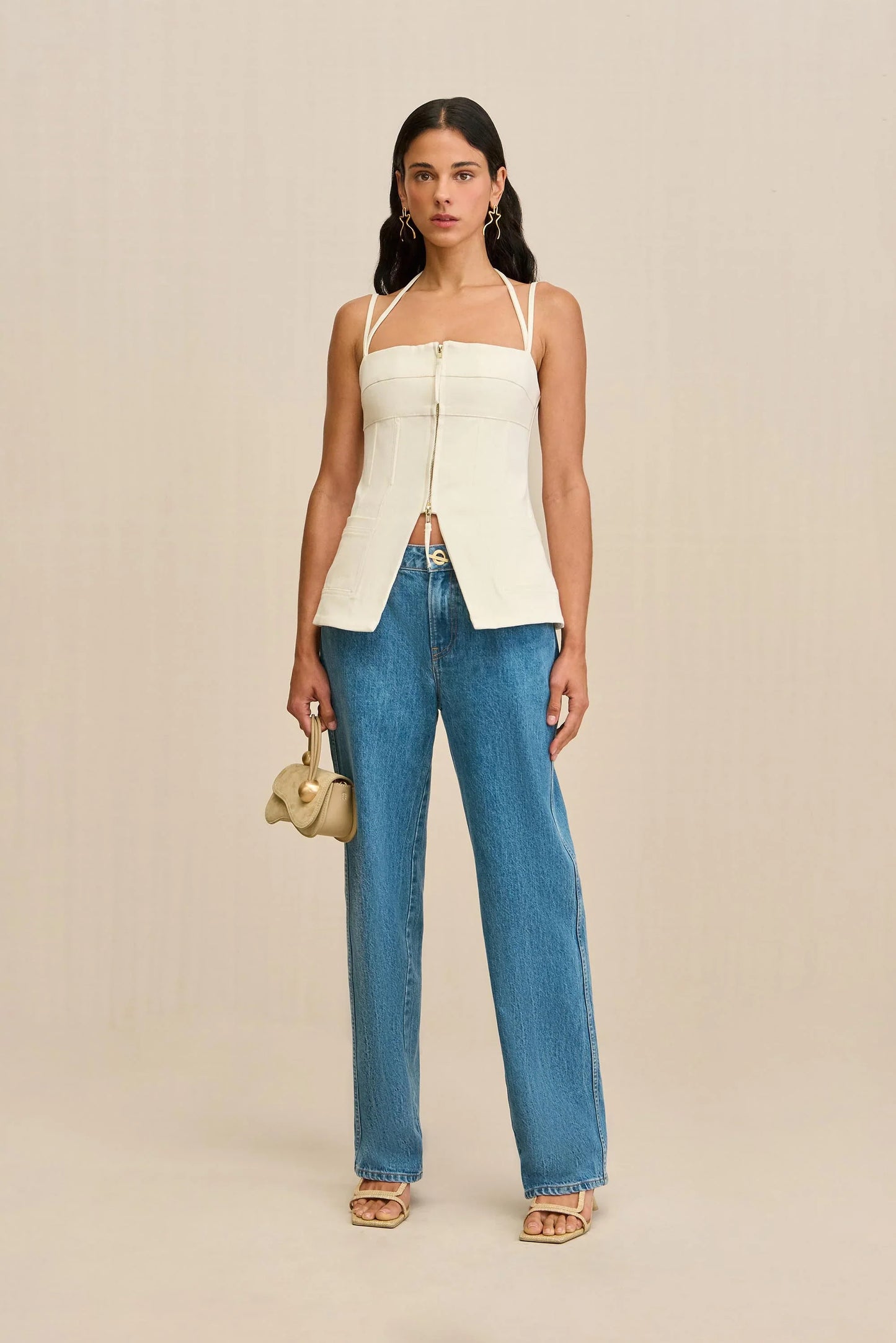 Ivory Edge Halter Zip Top