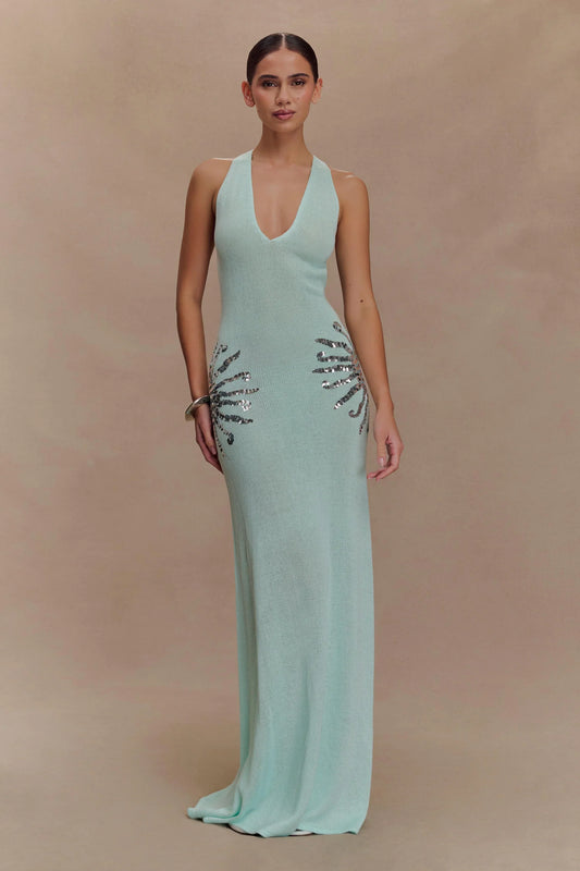 Azure Bloom Knit Gown
