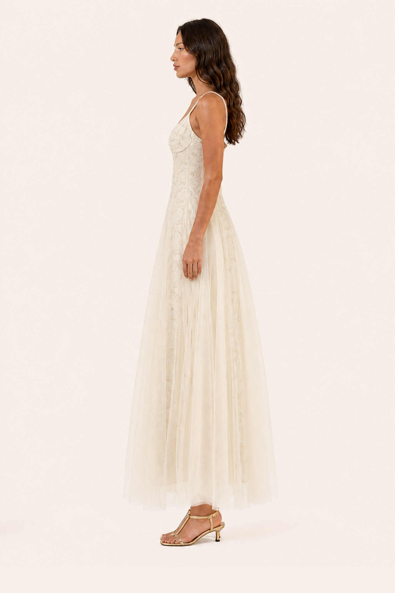 Atelier Leaf-Embroidered Corset Tulle Dress - Bridal Dream Series