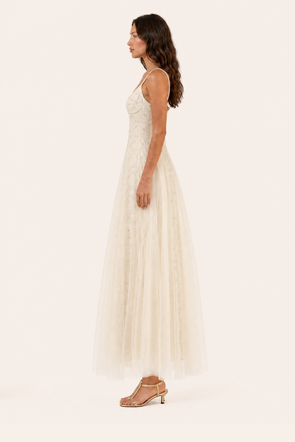 Atelier Leaf-Embroidered Corset Tulle Dress - Bridal Dream Series