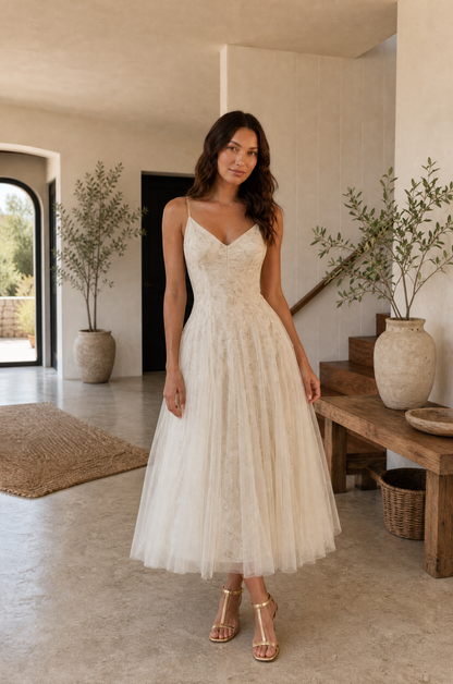Atelier Leaf-Embroidered Corset Tulle Dress - Bridal Dream Series