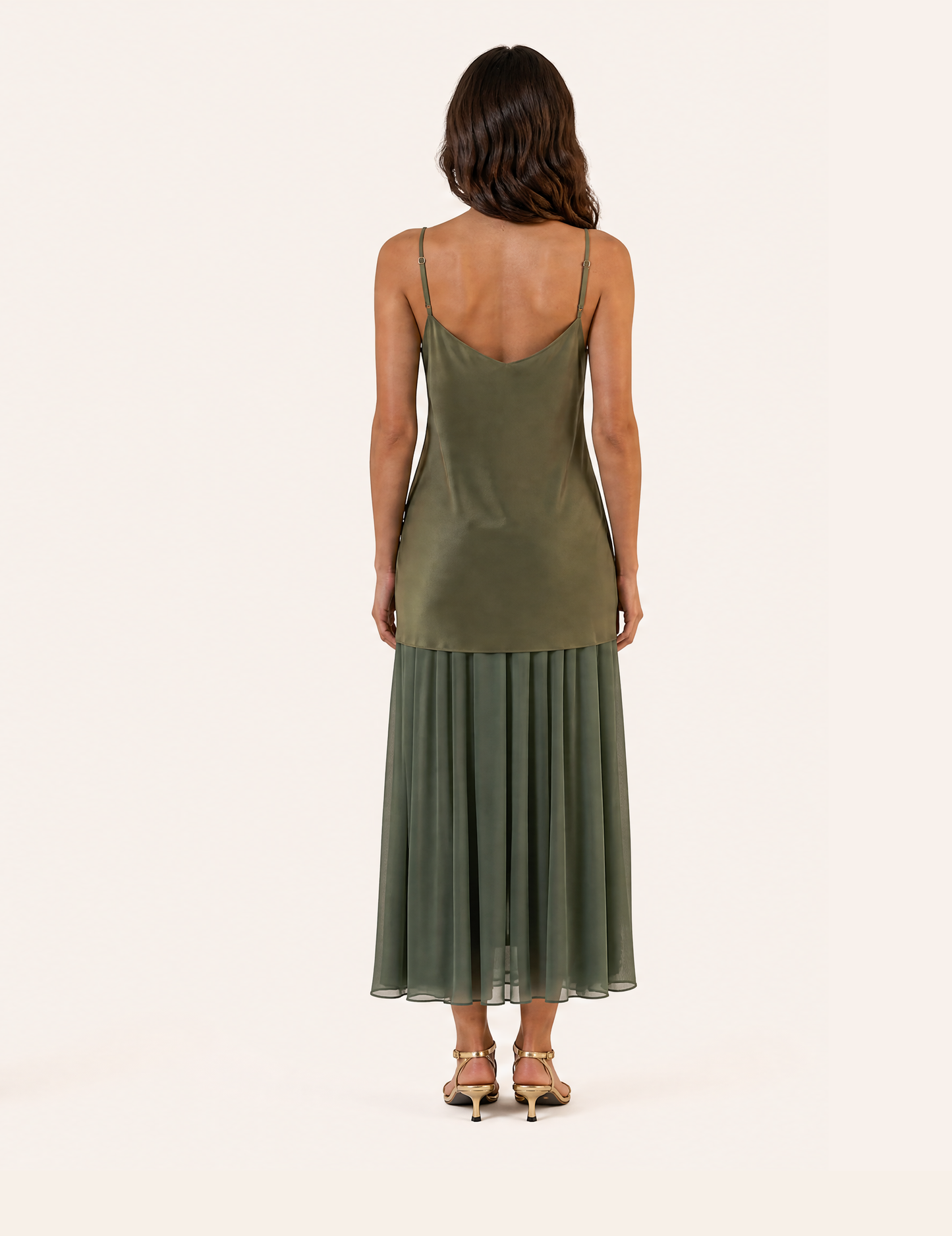 Nocturnal Sage Layered Slip Maxi Dress - Forest Whisper Edition