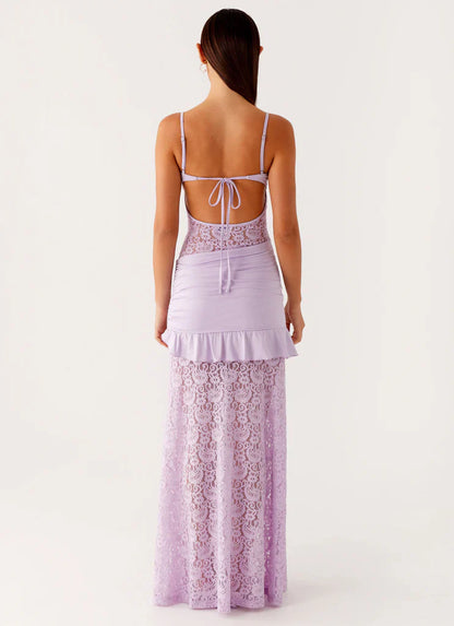 Lilac Veil Ruffle Gown