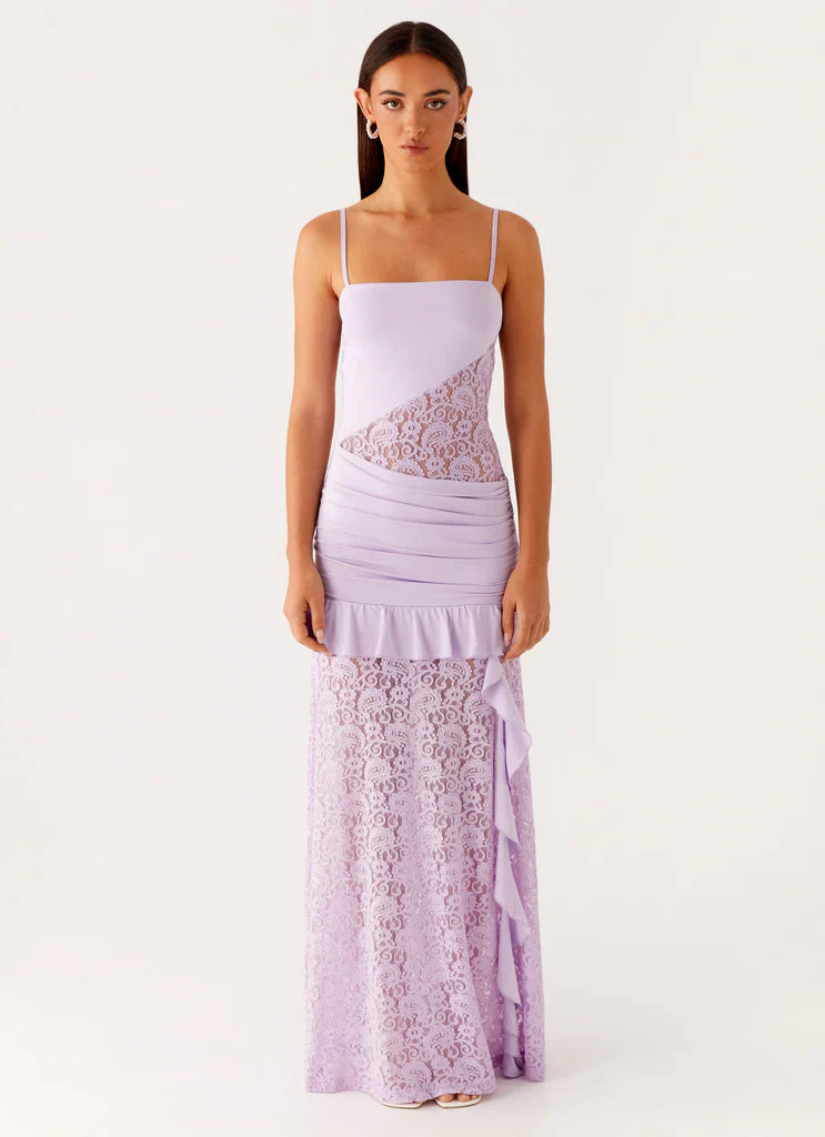 Lilac Veil Ruffle Gown