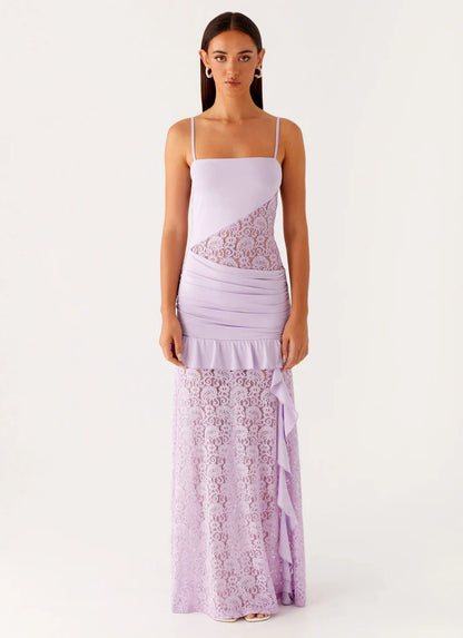 Lilac Veil Ruffle Gown