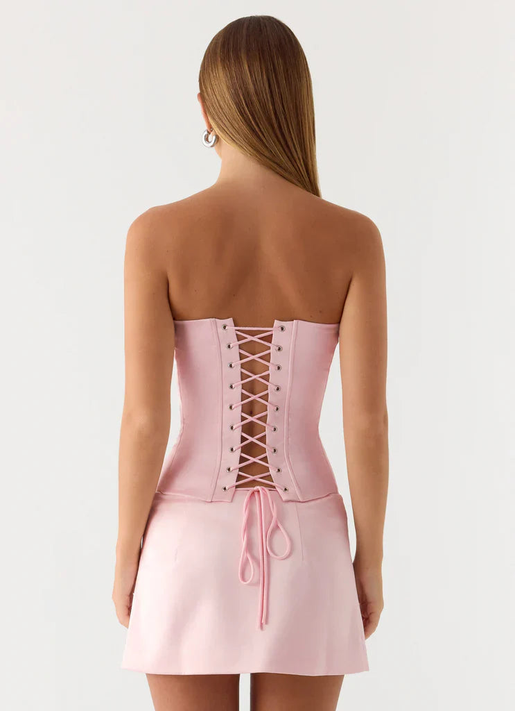 Pink Muse Satin Corset Top