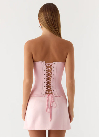 Pink Muse Satin Corset Top