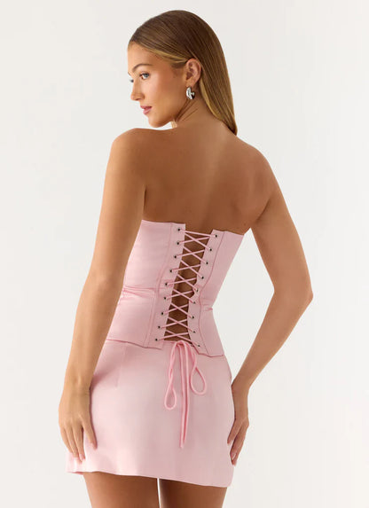 Pink Muse Satin Corset Top