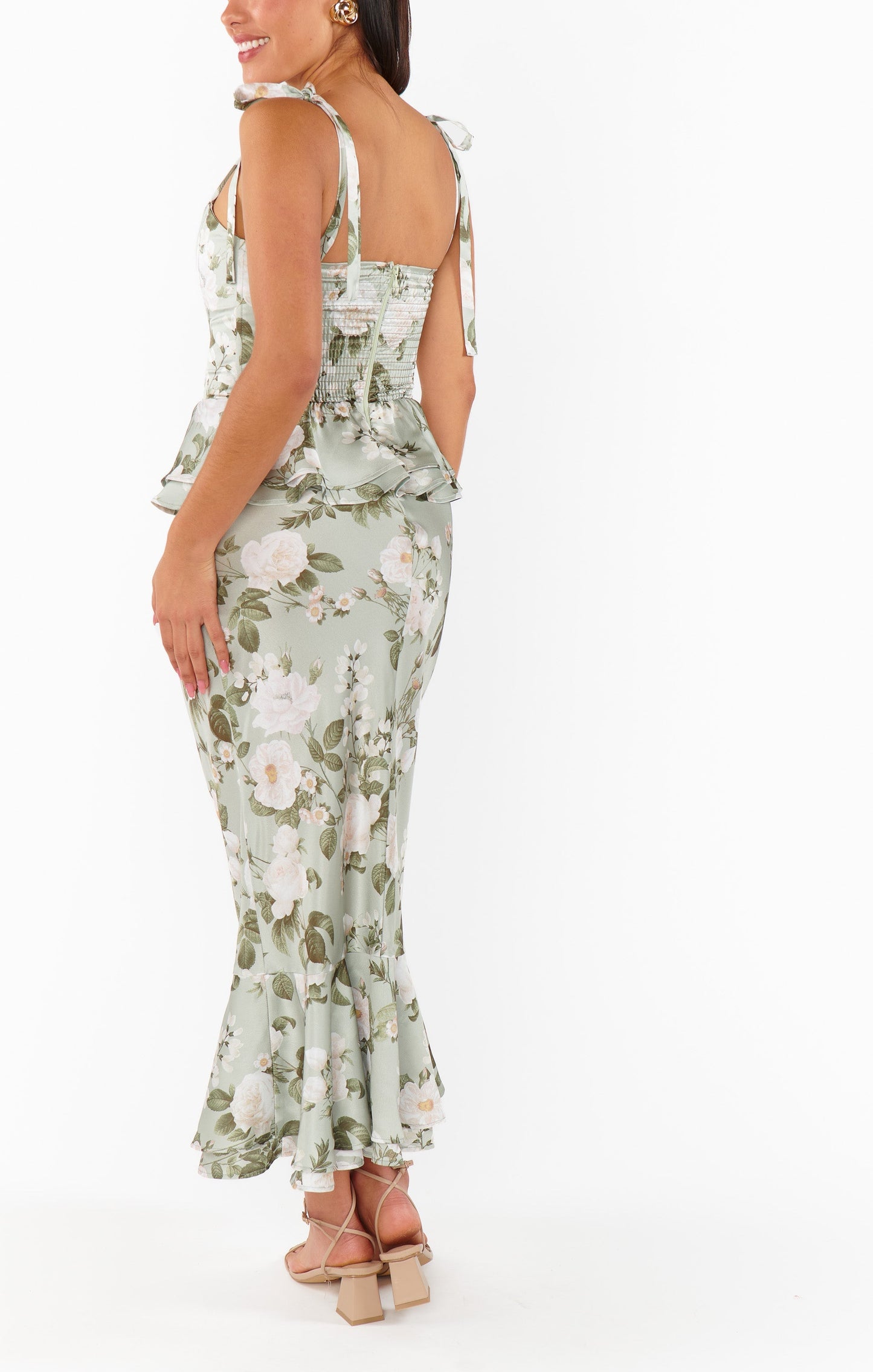 DH Early Spring Collection | "Ethereal Garden" Floral Peplum Corset Maxi Dress