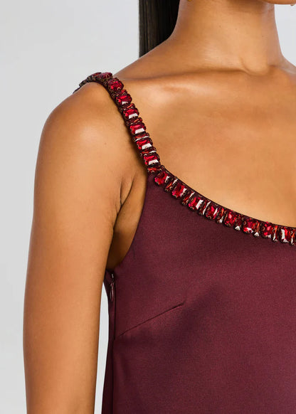 Ruby Glint Satin Mini Dress