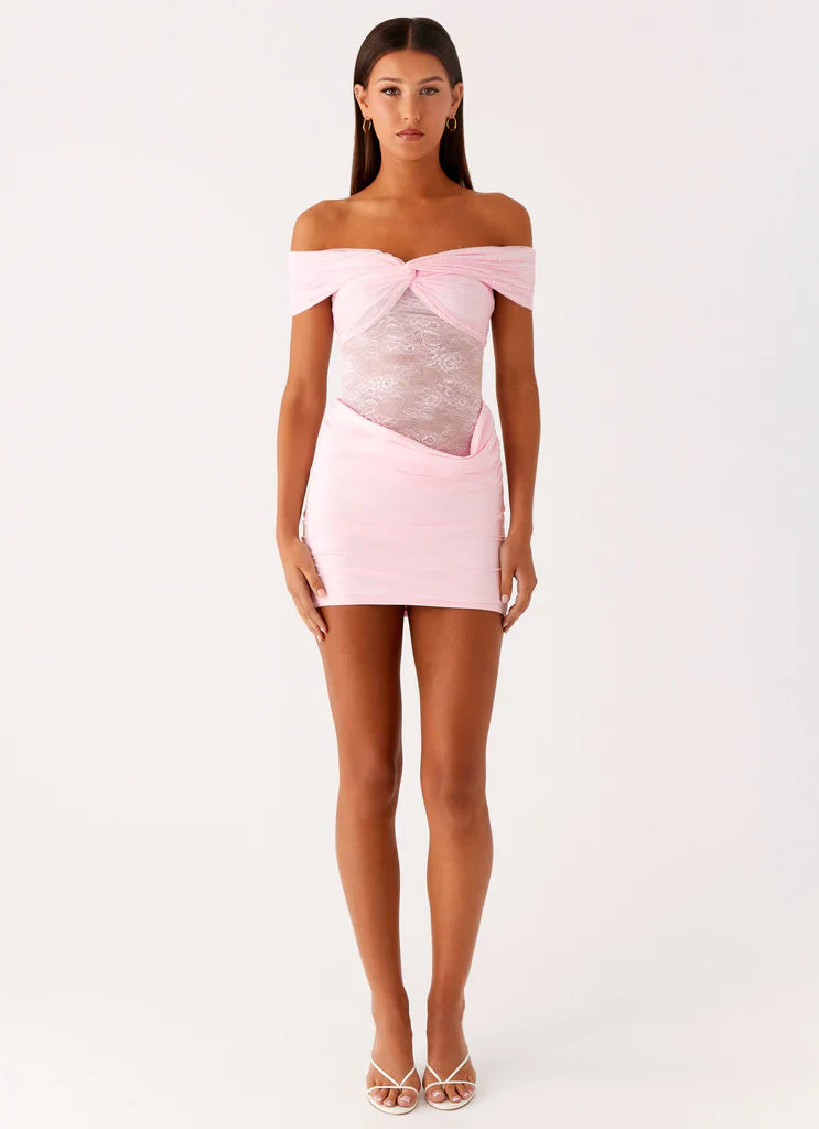 Élise Lace Corset Mini Dress - Pink