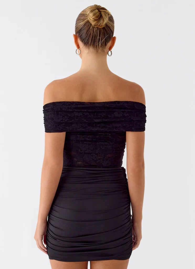 Élise Lace Corset Mini Dress - Noir