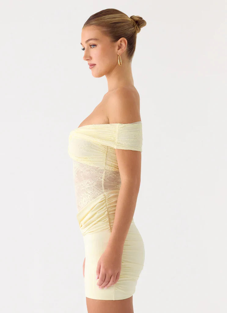 Élise Lace Corset Mini Dress - Yellow