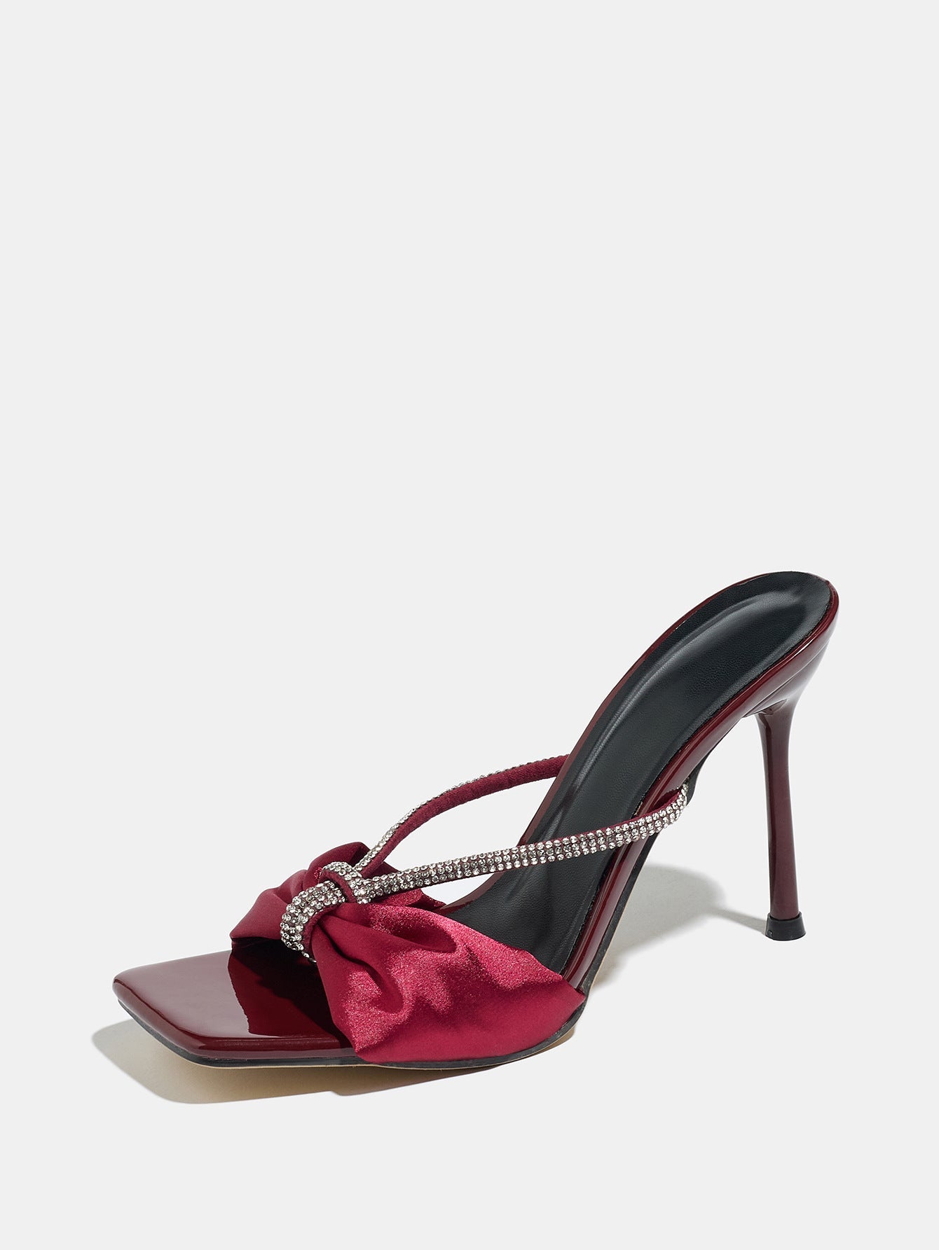 Burgundy Velouré Crystal Bow Heels