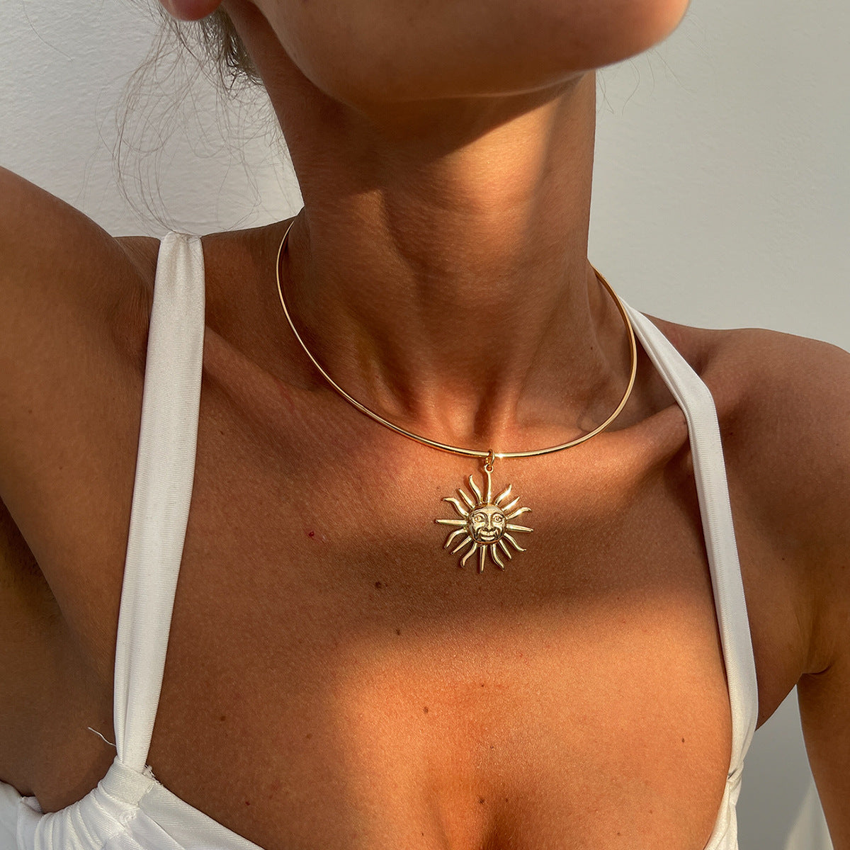 Soléa Vintage Sun Pendant Necklace