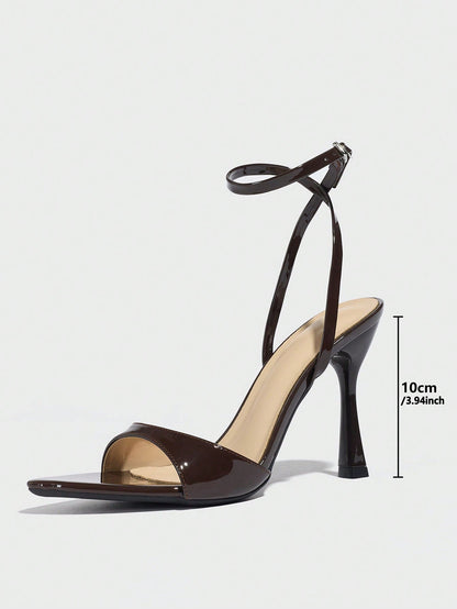 Espresso Velisse Patent Cross Stiletto Heels