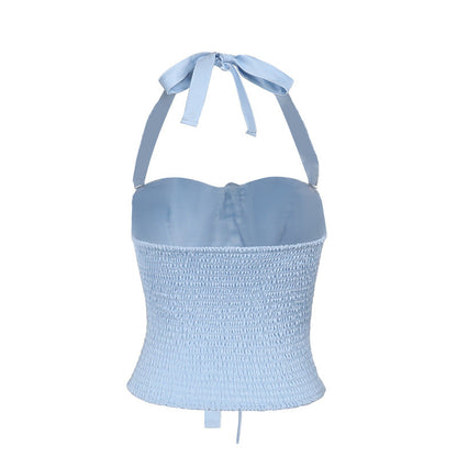 Blue Celeste Bow Corset Top