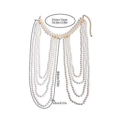 Pearl Tassel Shoulder Chain – Elegant Dress Accessory