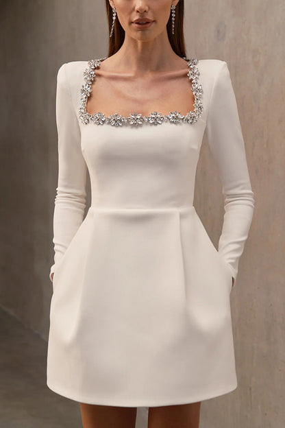 Ivory Velvet Diamond Mini Dress