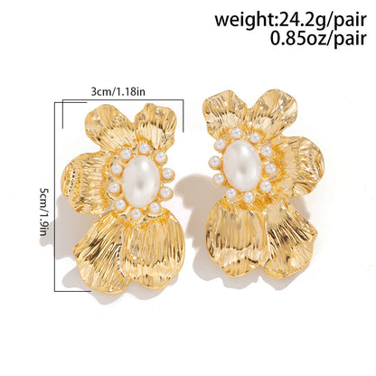 Gilded Ginkgo Pearl Studs