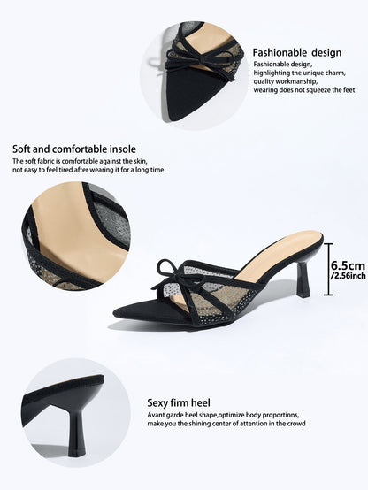 Noir Celestia Star Mesh Kitten Heels
