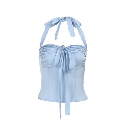 Blue Celeste Bow Corset Top