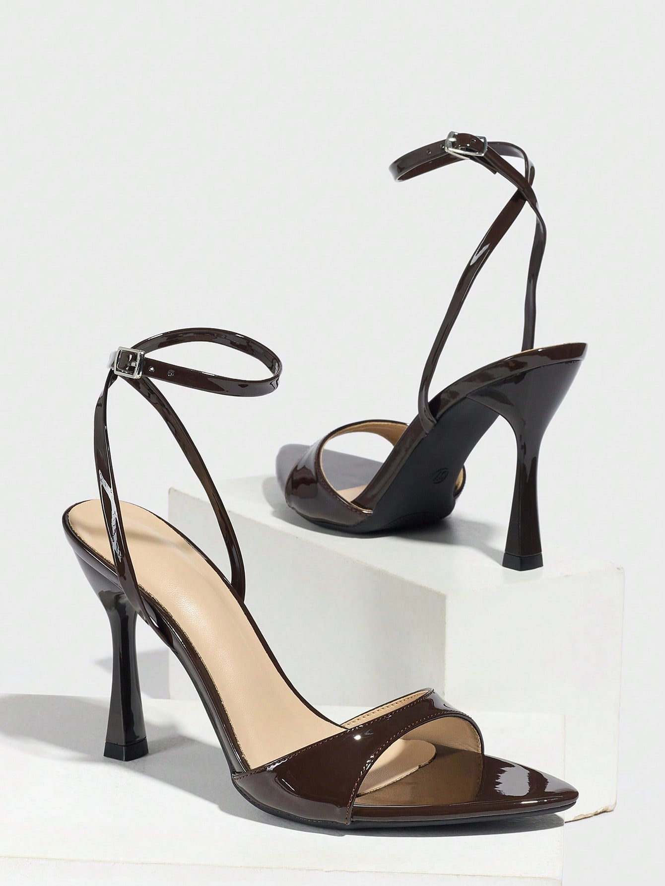 Espresso Velisse Patent Cross Stiletto Heels