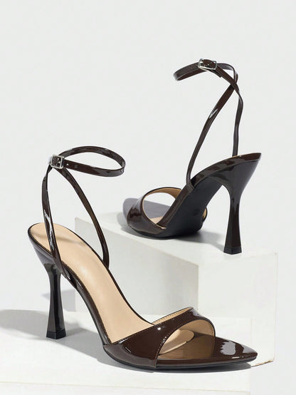 Espresso Velisse Patent Cross Stiletto Heels
