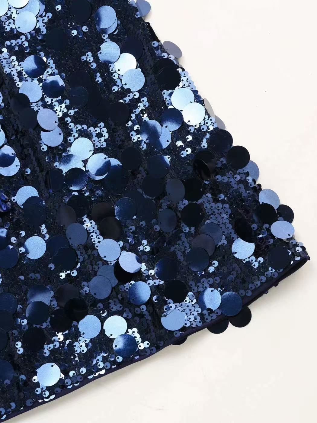 Navy Sequin Halter Mini Dress