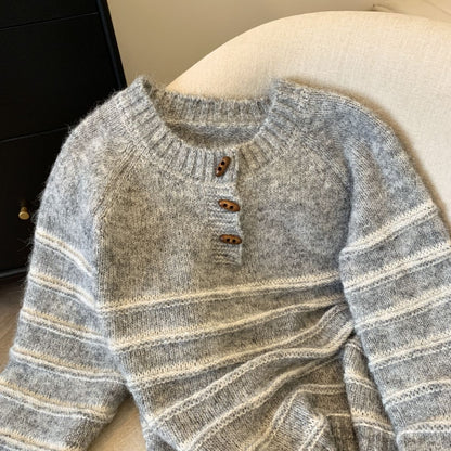 Buckled Up Striped Pullover Sweater – Retro Cozy Style