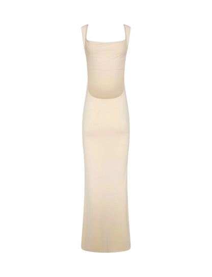 Ivory Square Neck Fishtail Gown