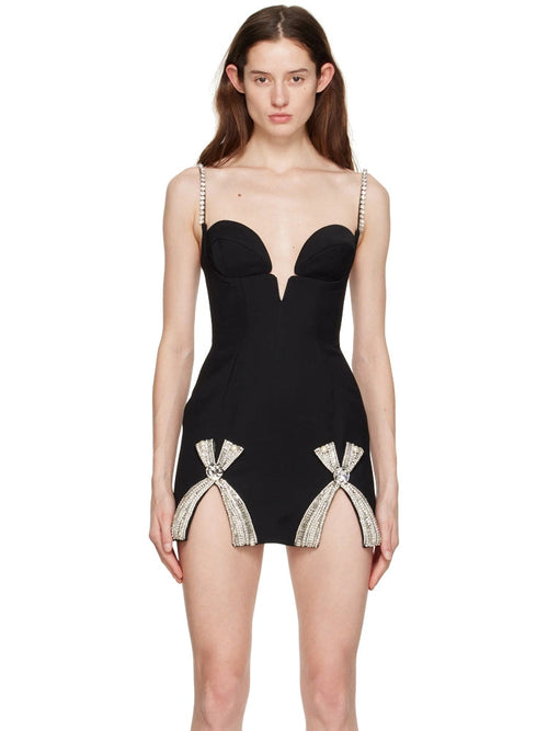 Midnight Crystal Split Mini Dress