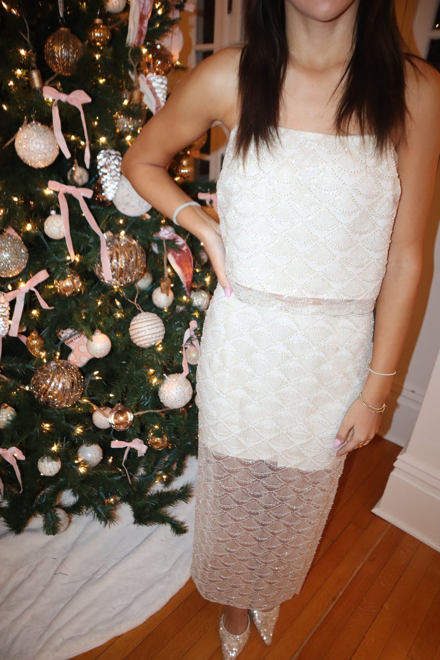 Tinsel Beaded Cami Top and Maxi Skirt Matching Set