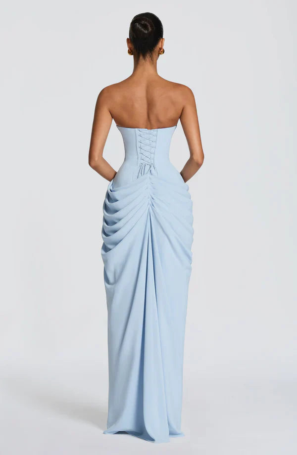 Sky Blue Corset Slit Maxi