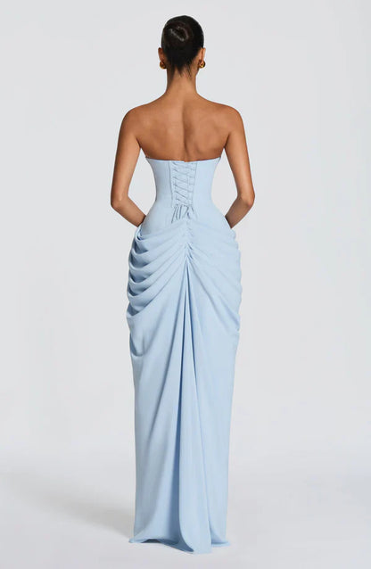 Sky Blue Corset Slit Maxi
