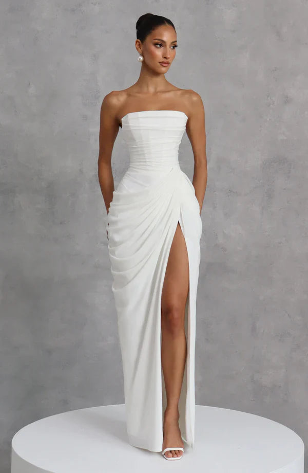 White Corset Slit Maxi