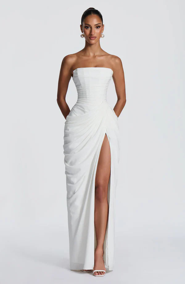 White Corset Slit Maxi