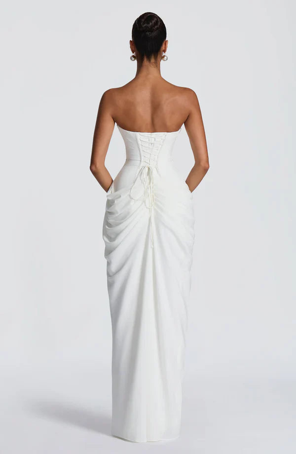 White Corset Slit Maxi