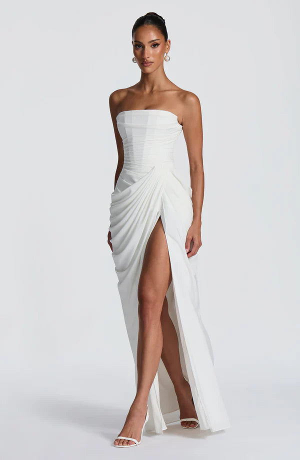 White Corset Slit Maxi