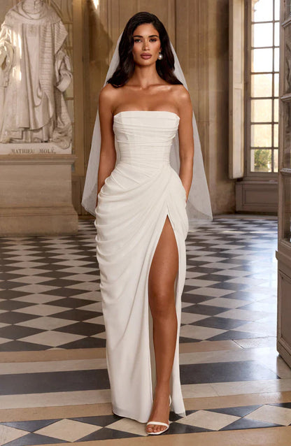 White Corset Slit Maxi
