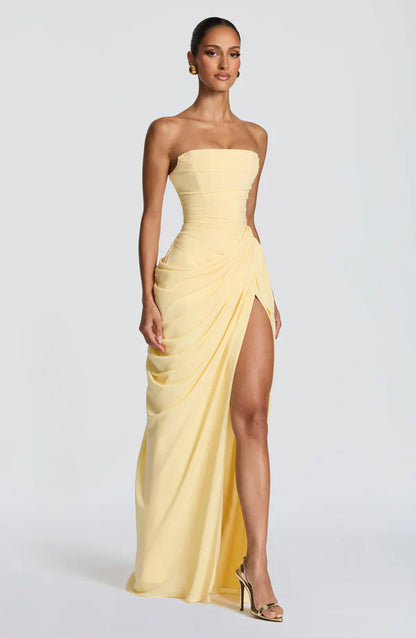 Yellow Corset Slit Maxi