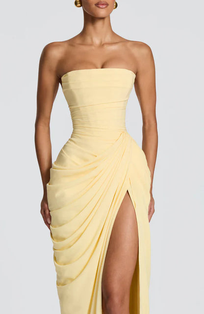 Yellow Corset Slit Maxi