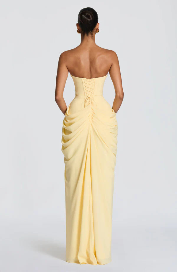Yellow Corset Slit Maxi